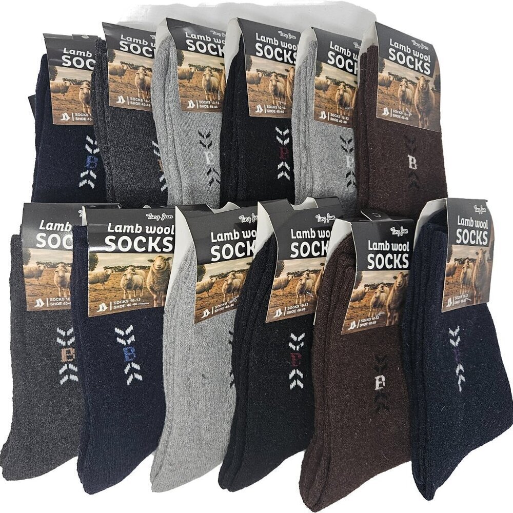 Men Lamb Wool Socks Size 10-13 Winter Warm Wool Christmas Socks. 12 Pairs